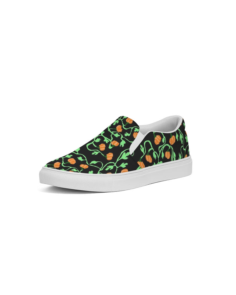 Pumpkin and Vines Patttern Women's Slip-On Canvas Shoe