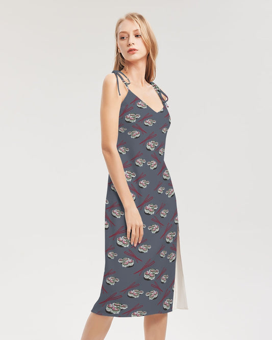 Sushi Pattern Women's Tie Strap Split Dress