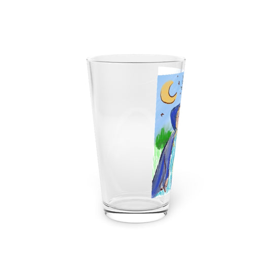 Hooded Woman Carrying Bread Pint Glass, 16oz