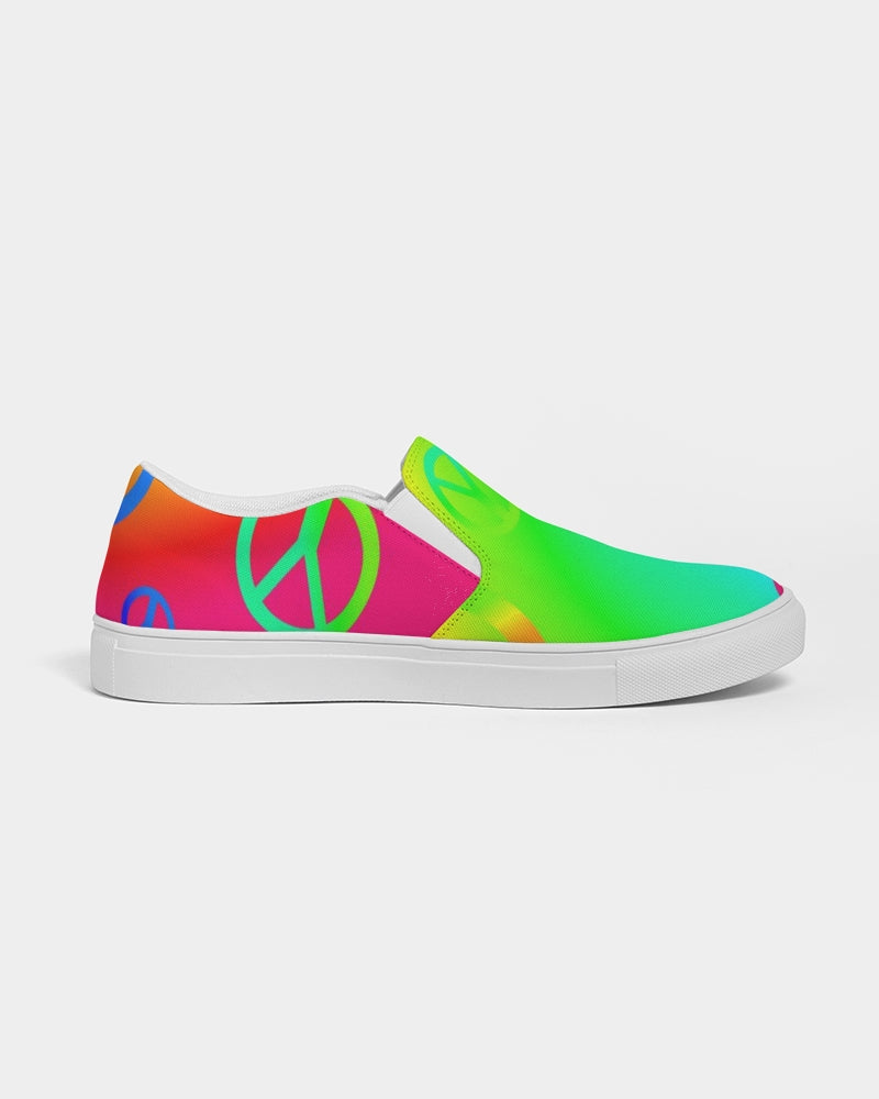 Rainbow Peace Signs Women's Slip-On Canvas Shoe