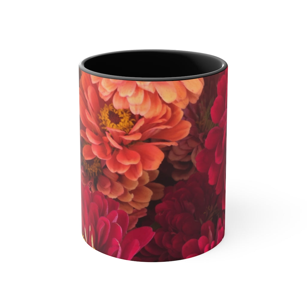 Peach and Pink Zinnias Accent Mug