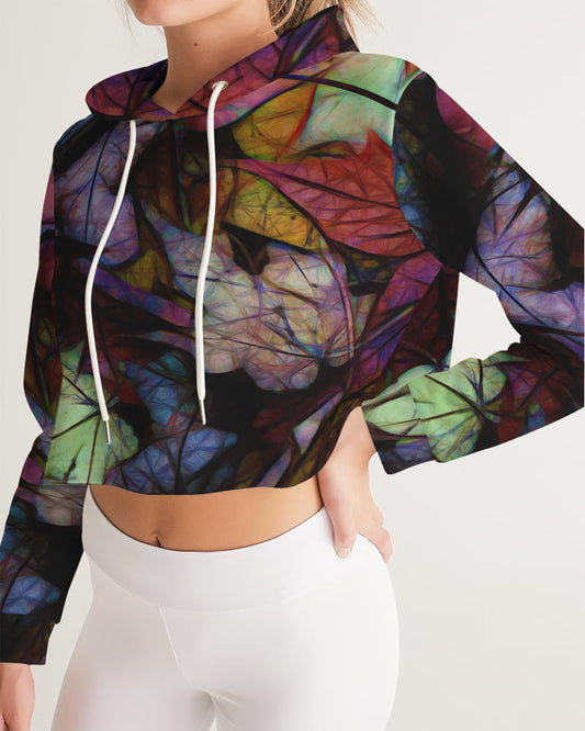 Fall Leaves Abstract Women's Cropped Hoodie