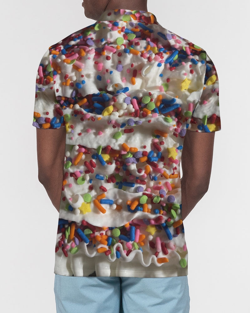 Rainbow Sprinkles On Whipped Cream Men's Slim Fit Short Sleeve Polo