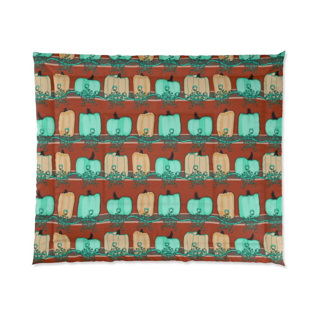 Blue Green Pumpkins Comforter