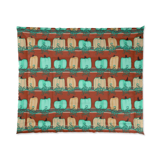 Blue Green Pumpkins Comforter