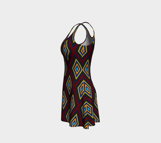 Colorful Diamonds Variation 1 Flare Dress