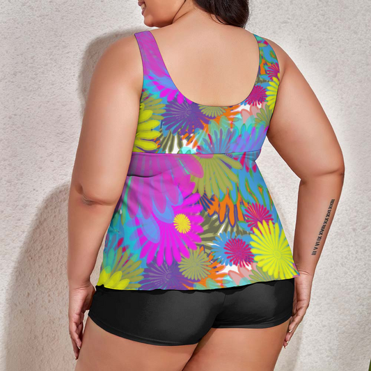 Daisy Festival Custom Women's Plus Size Two Piece Swimsuit Stylish Swimwear