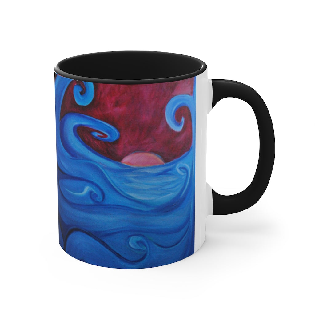 Blown Ocean Waves Accent Coffee Mug, 11oz