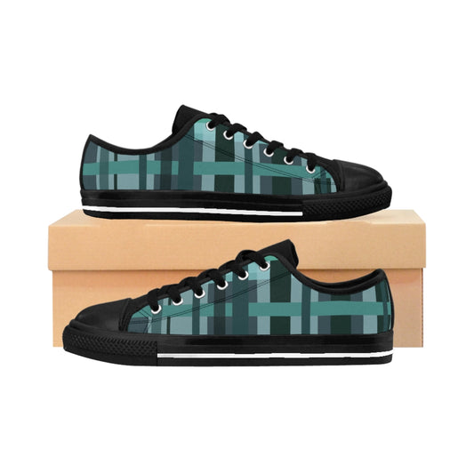Blue Green Plaid Women's Sneakers