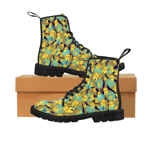 Lion Pattern Women's Canvas Boots