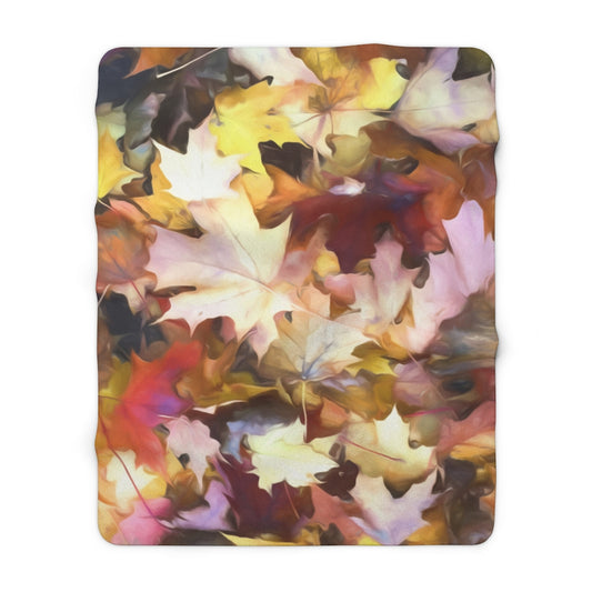 Fall leaves Bright Sherpa Fleece Blanket