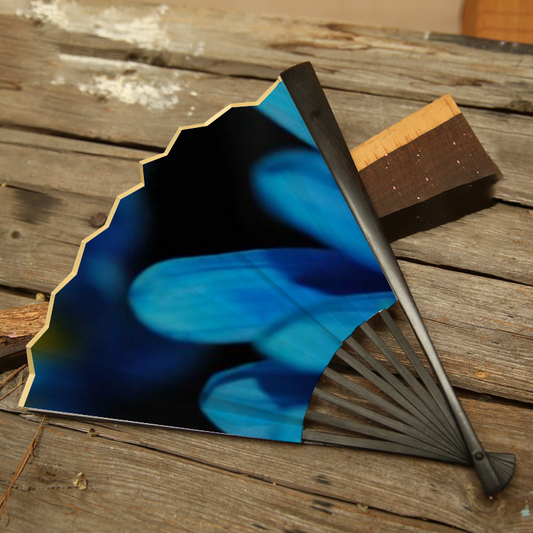 Blue Daisy Double-side Custom Spun Silk Fan Retro Hand-held Folding Fan