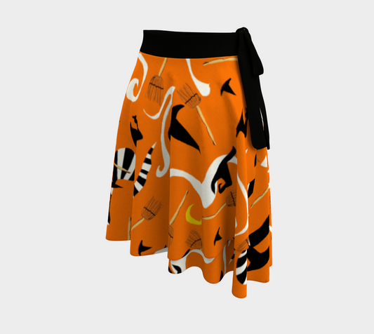 Witches Hats and Brooms Wrap Skirt