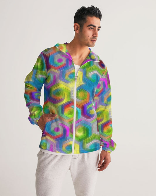 Colorful Hexagons Men's Windbreaker
