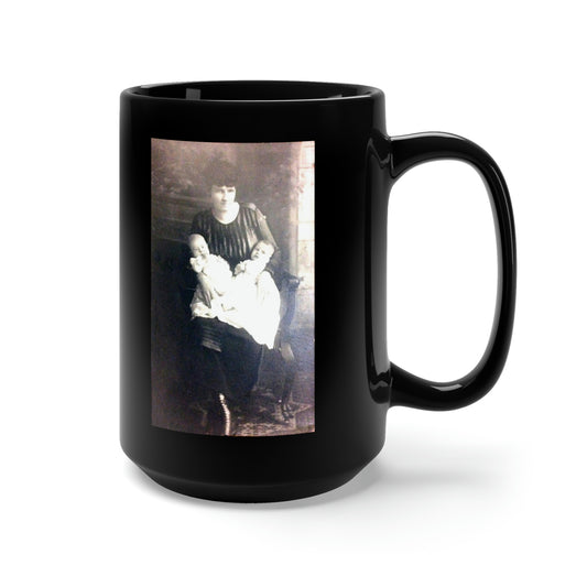 Early 1900s Mother with Twins Black Mug 15oz