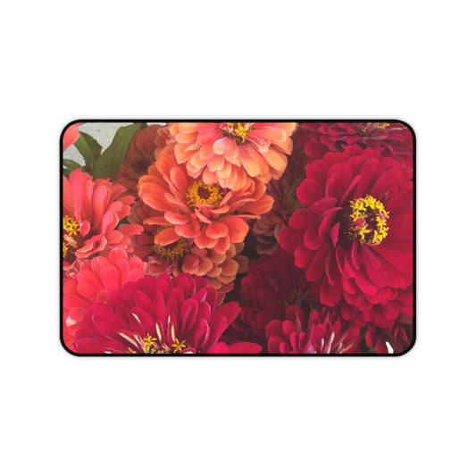 Peach and Pink Zinnias Desk Mat