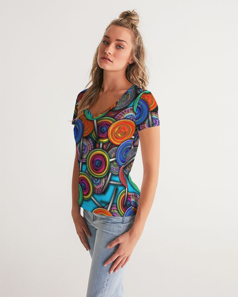 Colorful Lollipops Women's V-Neck Tee