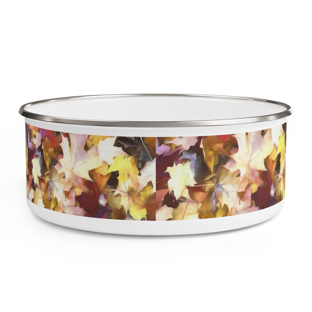 Fall Leaves Bright Enamel Bowl