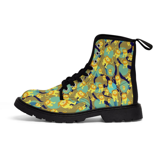 Lion Pattern Women's Canvas Boots