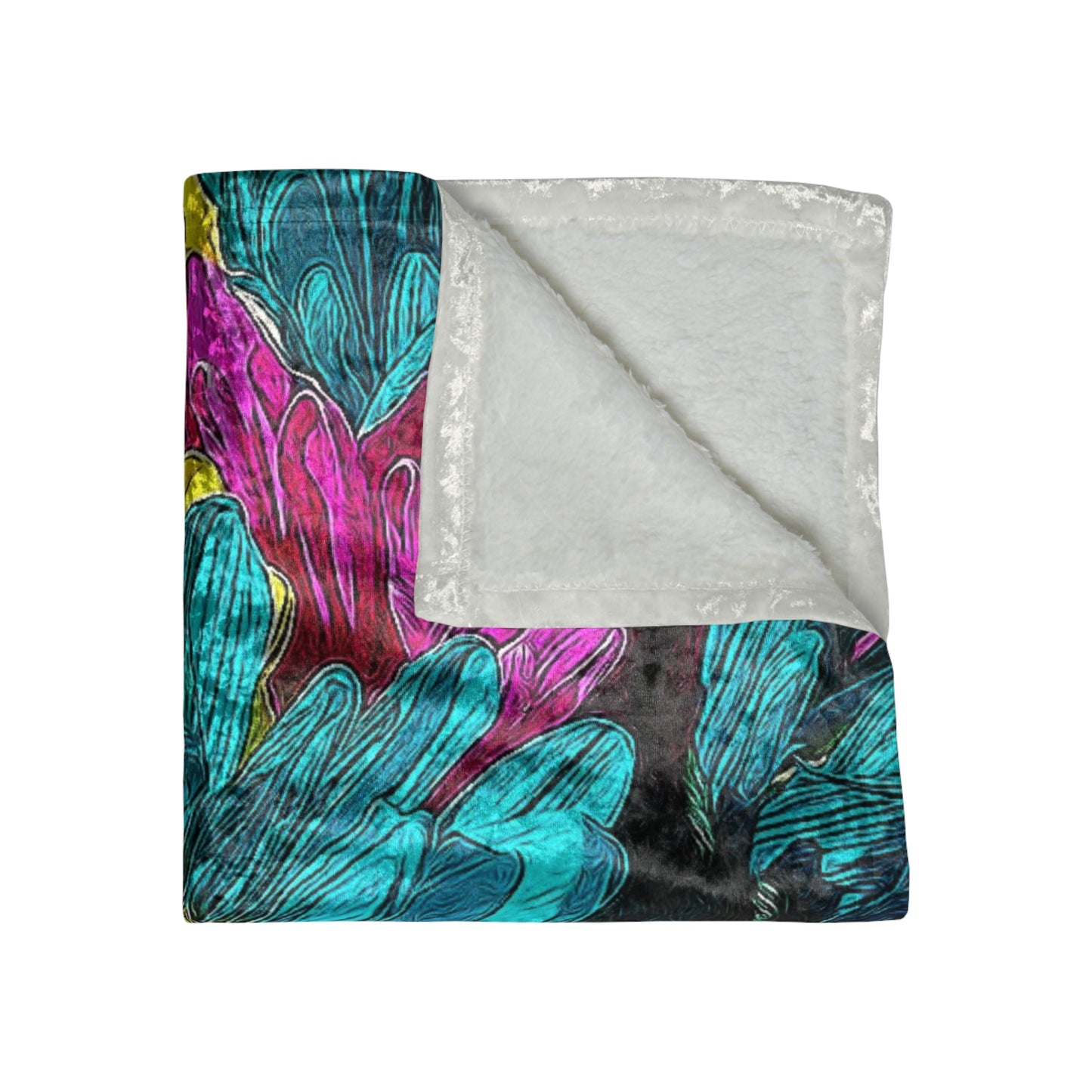 Colorful Daisies Crushed Velvet Blanket