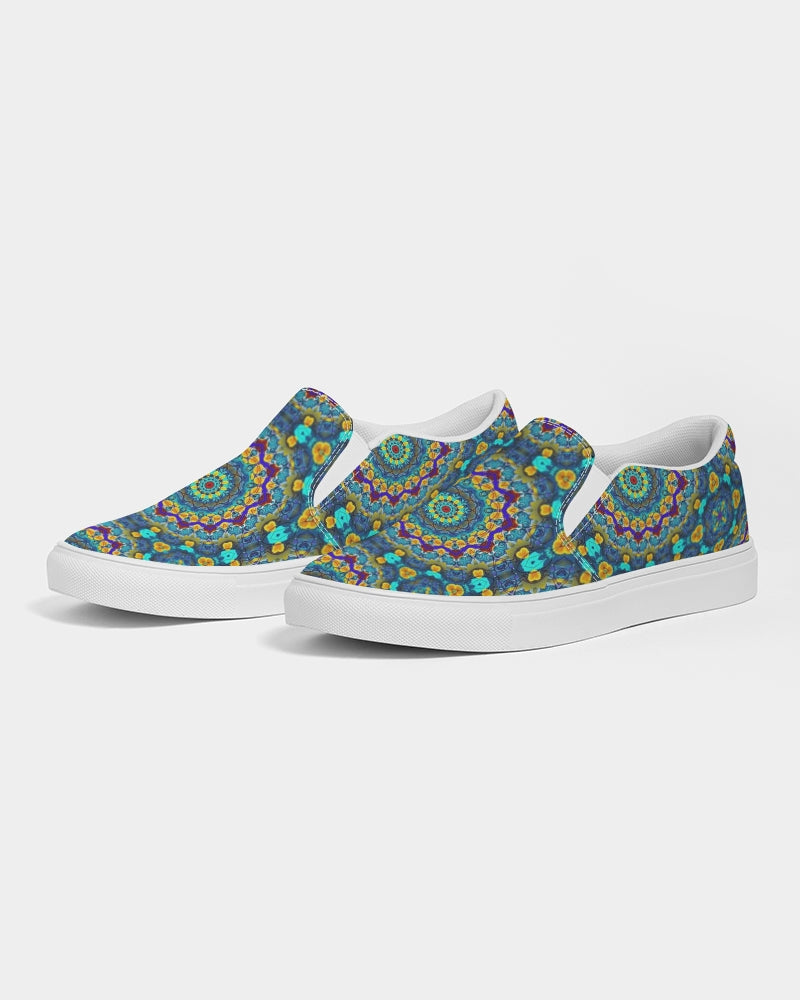 Blue Green Blur Kaleidoscope Women's Slip-On Canvas Shoe