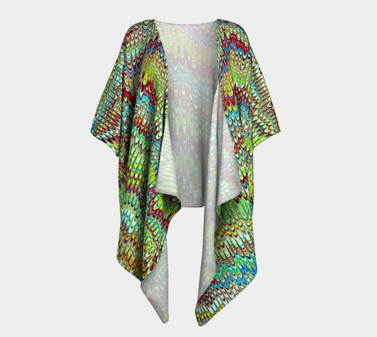 Cool Green Marbled Draped Kimono