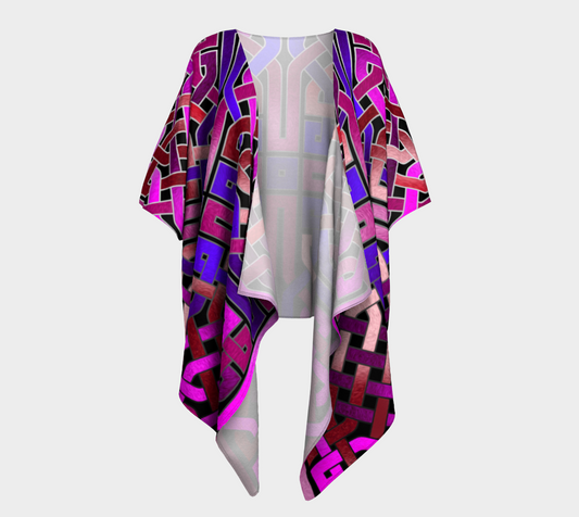 Pink Celtic Knot Square Draped Kimono