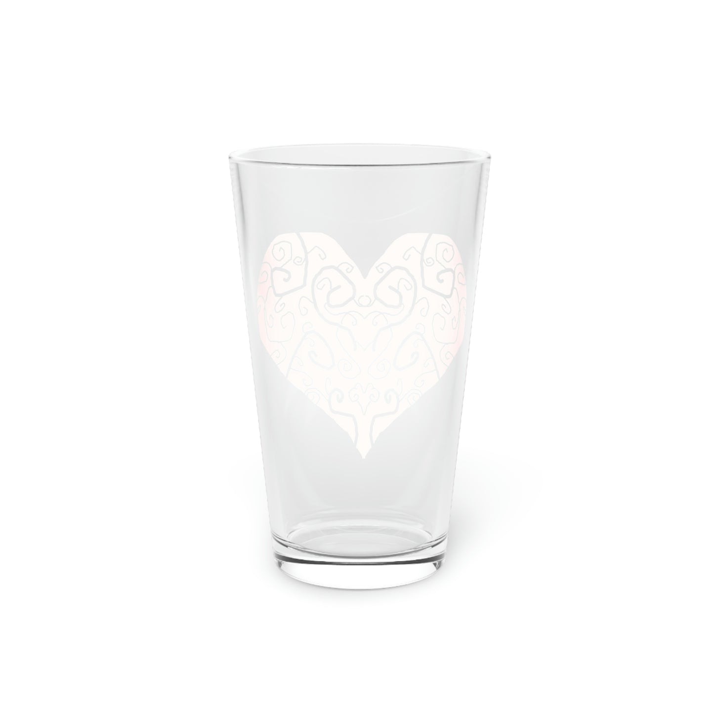 Heart Swirls Pint Glass, 16oz