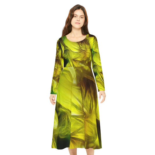 Yellow Daffodils Women's Long Sleeve Dance Dress