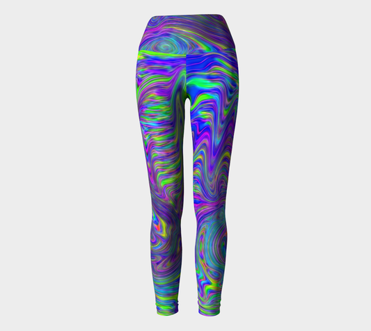 Abstract With Blue Yoga Leggings