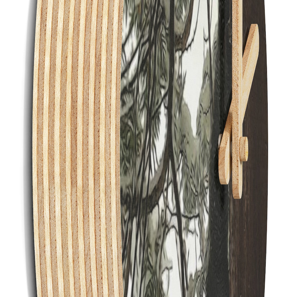 Squirrel On a Snowy Tree Wooden Wall Clock