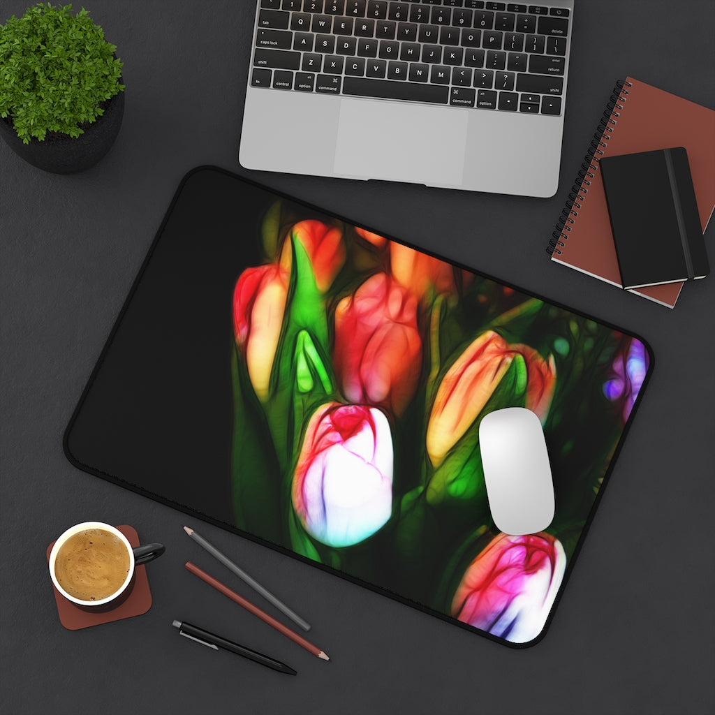 Pink Tulips Desk Mat