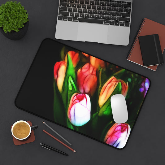 Pink Tulips Desk Mat