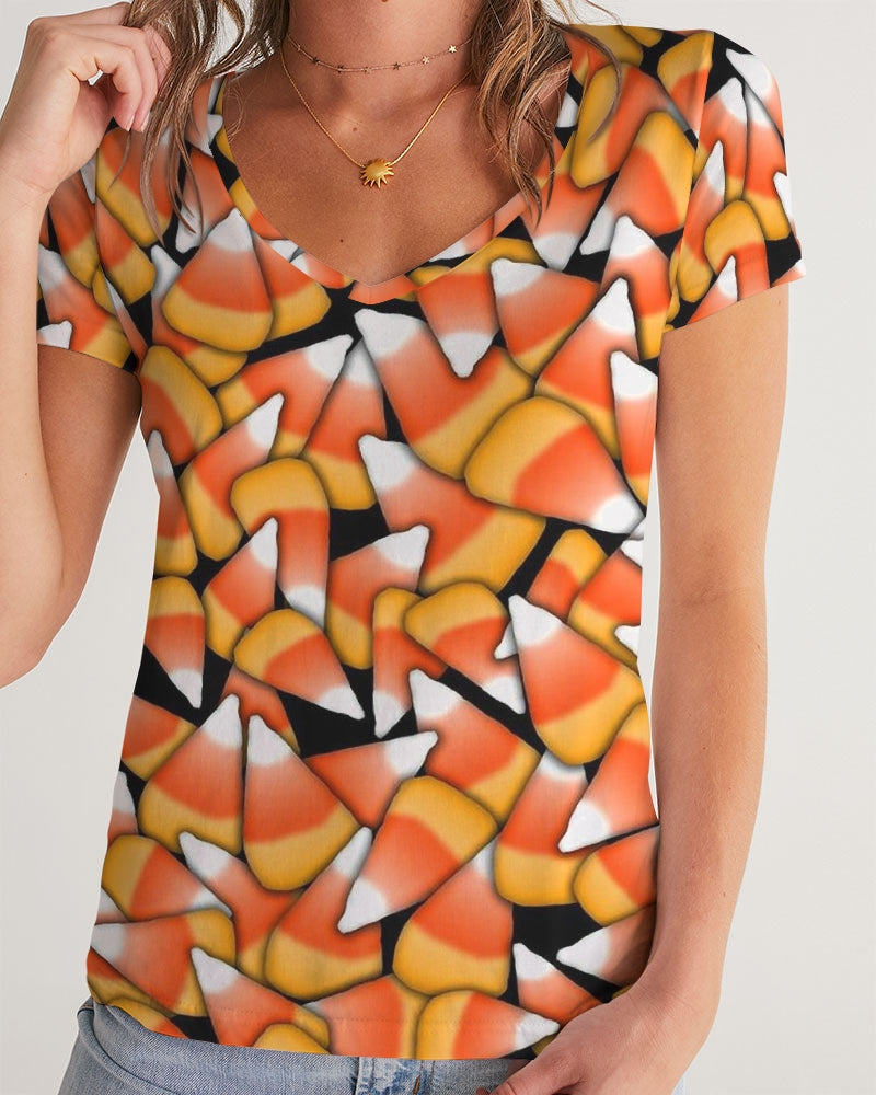 Candy Corn Pattern Women's V-Neck Tee