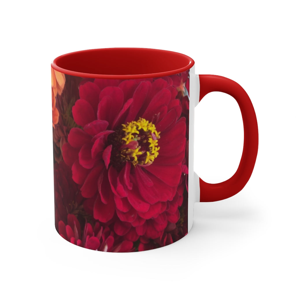 Peach and Pink Zinnias Accent Mug