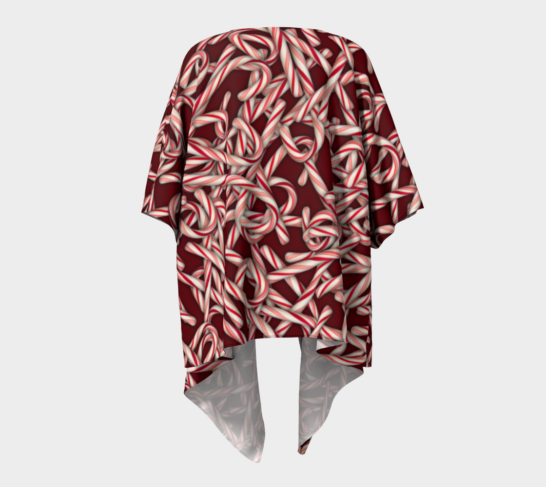 Candy Cane Collage Draped Kimono Jacket
