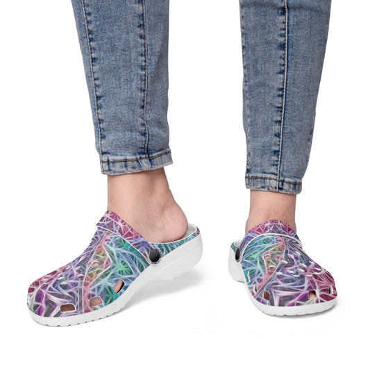 Blue and Pink Kaleidoscope 413. All Over Printed Clogs