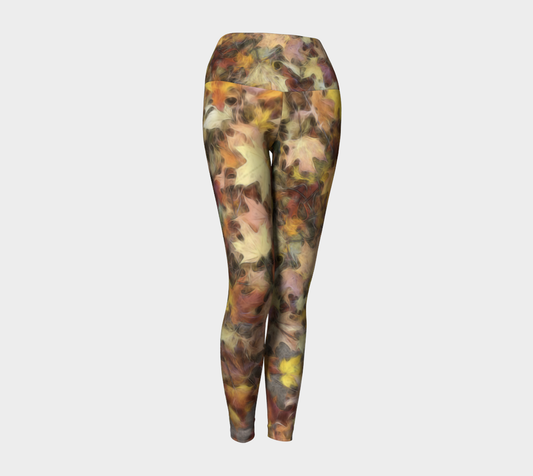 Light October Leaves Yoga Leggings