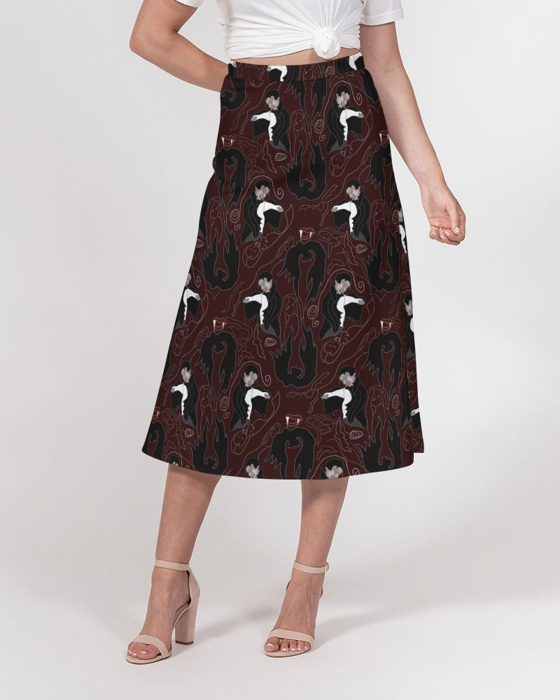 Vampire Pattern Women's A-Line Midi Skirt