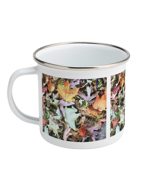 Fall Leaf Pile Enamel Mug 10oz