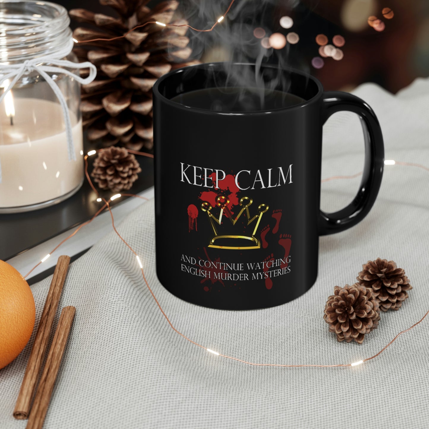 Keep Calm English Mystery Black mug 11oz