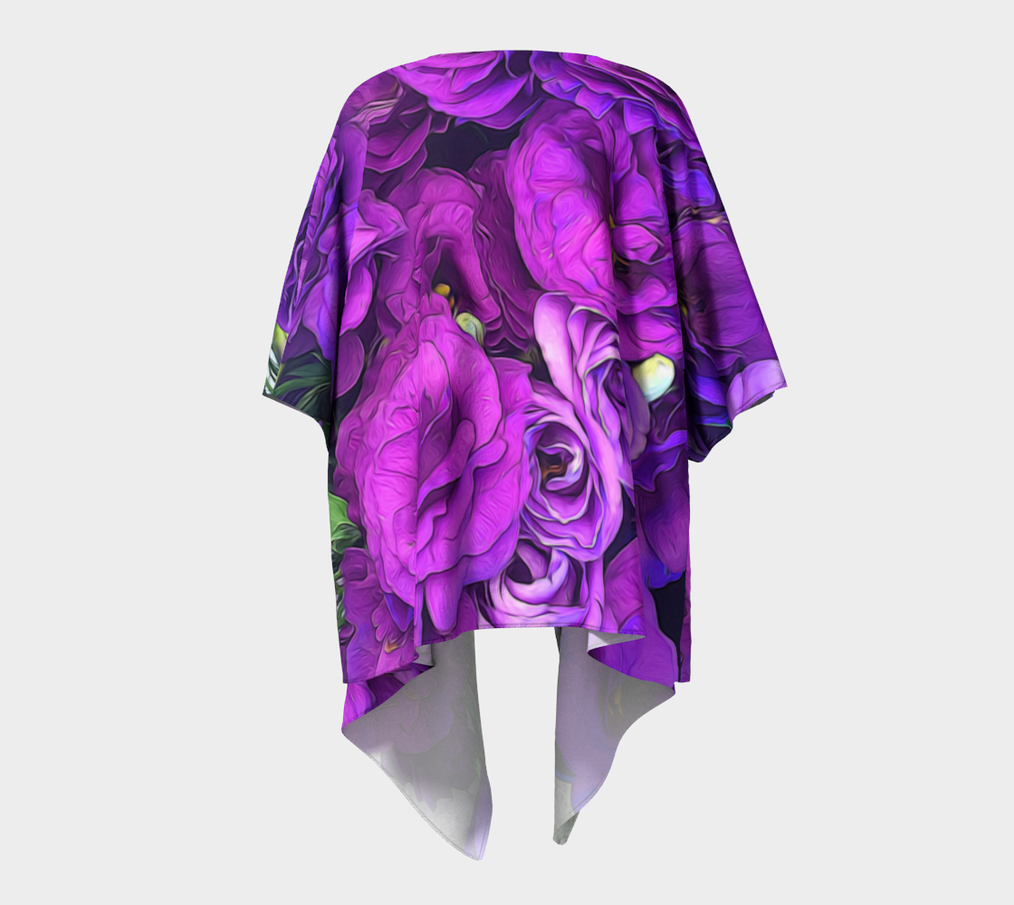 Purple Lisianthus Flowers Draped Kimono