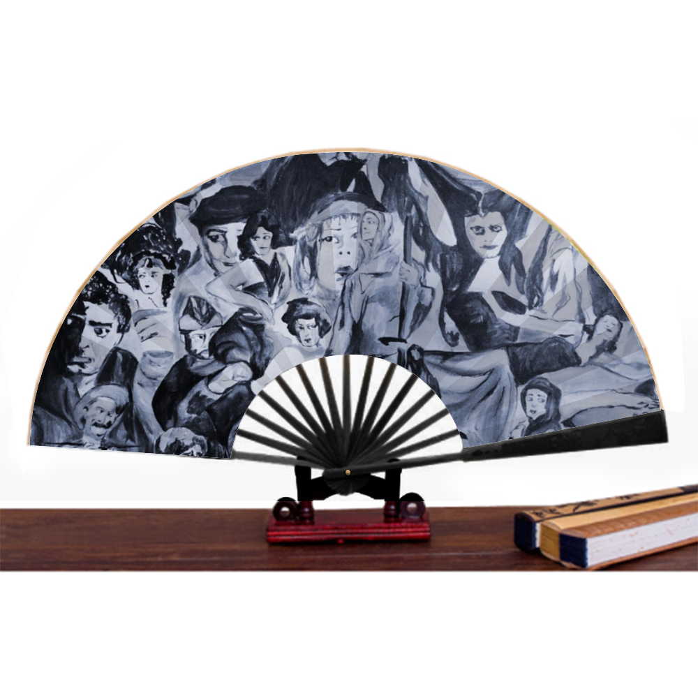 Silents Double-side Custom Spun Silk Fan Retro Hand-held Folding Fan
