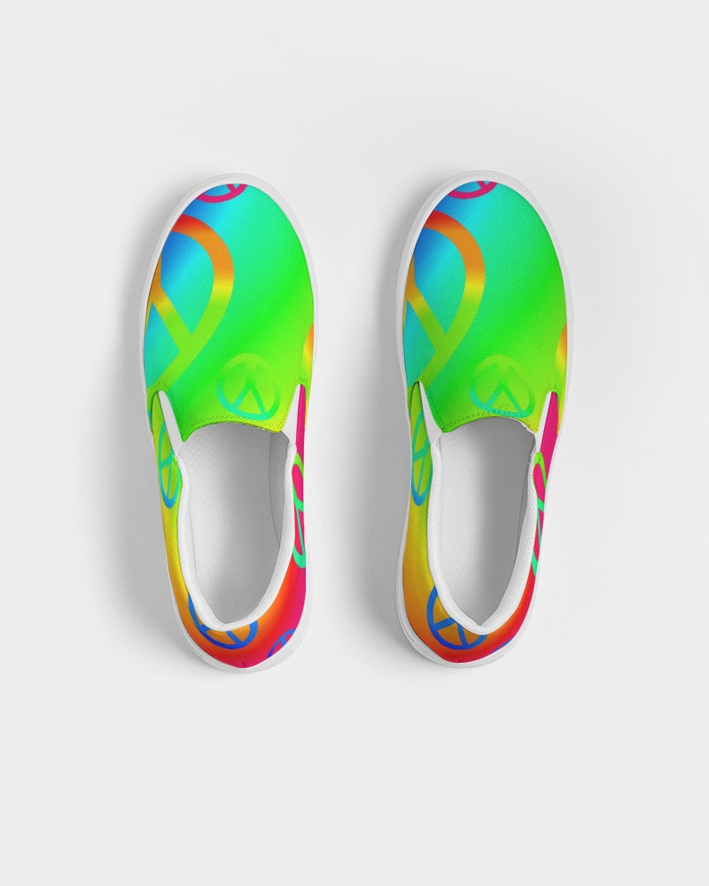 Rainbow Peace Signs Women's Slip-On Canvas Shoe