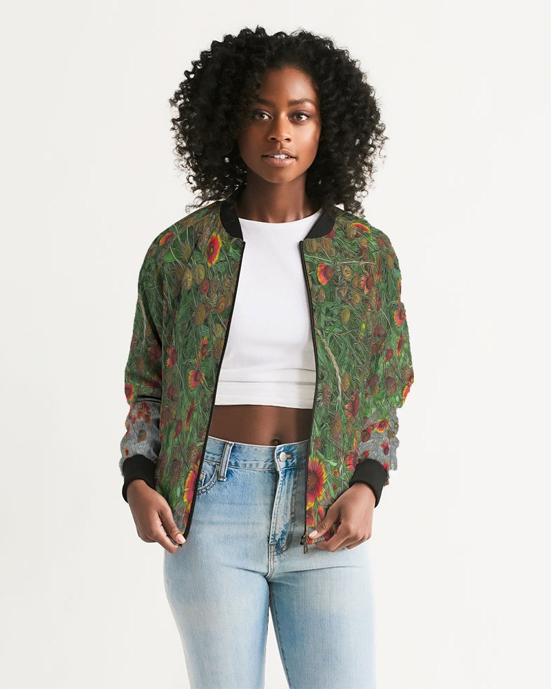 Orange Flower Garden Women's Bomber Jacket