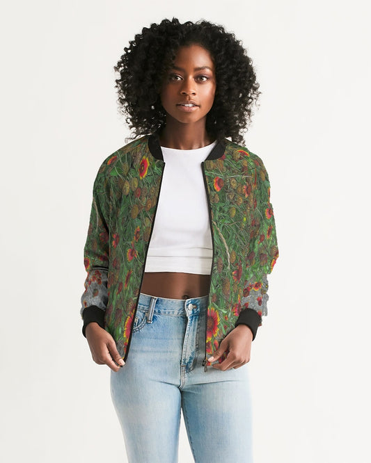 Orange Flower Garden Women's Bomber Jacket