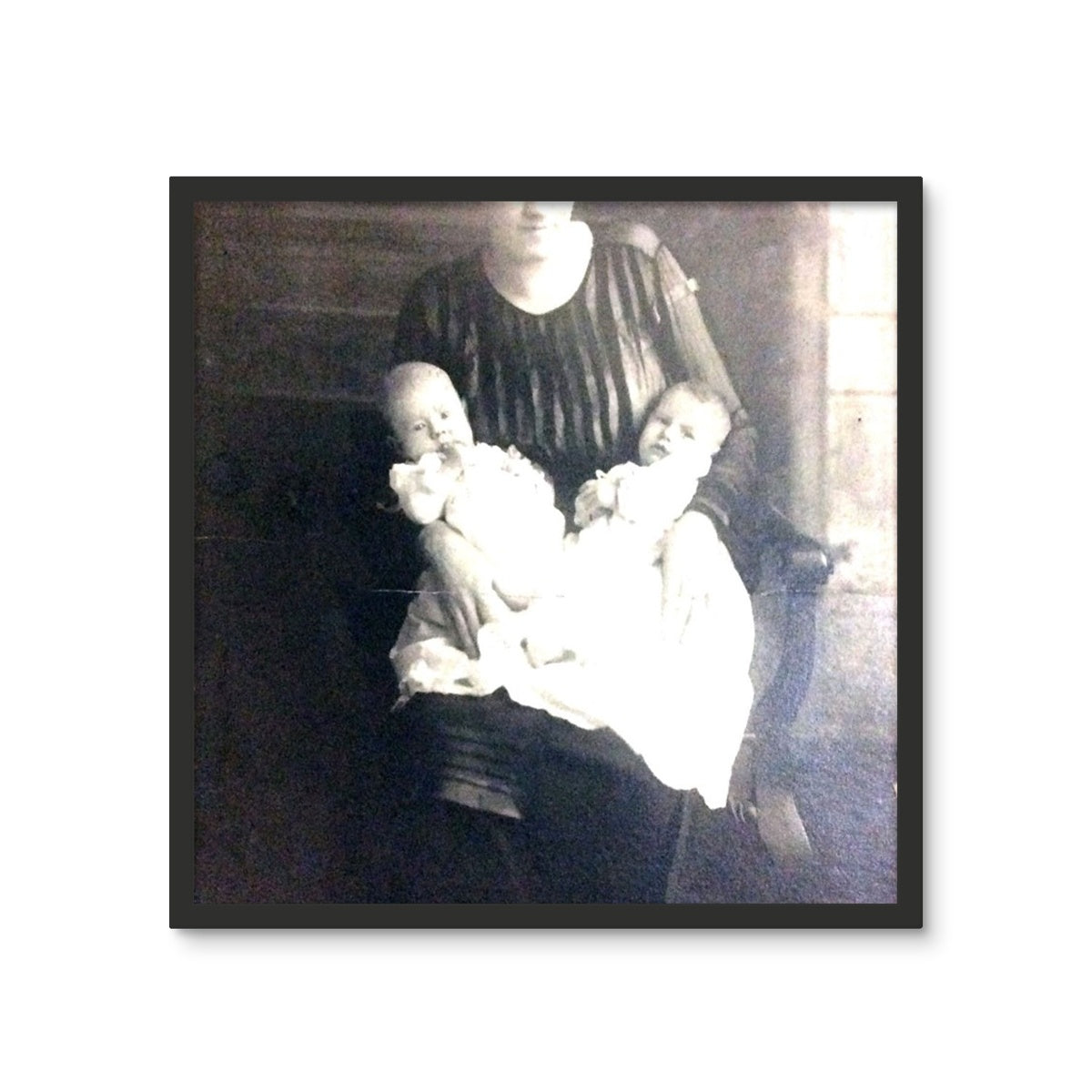 Early 1900s Mother and Twins Framed Photo Tile