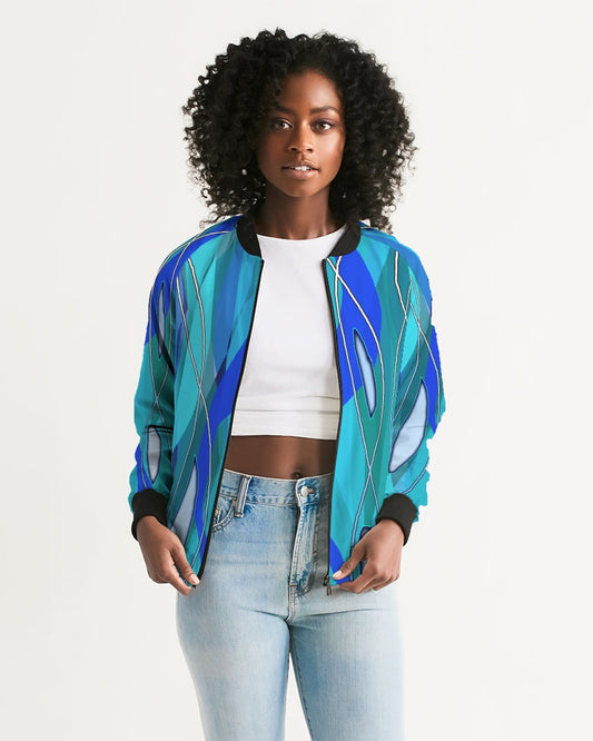Wavy Blue Women's Bomber Jacket