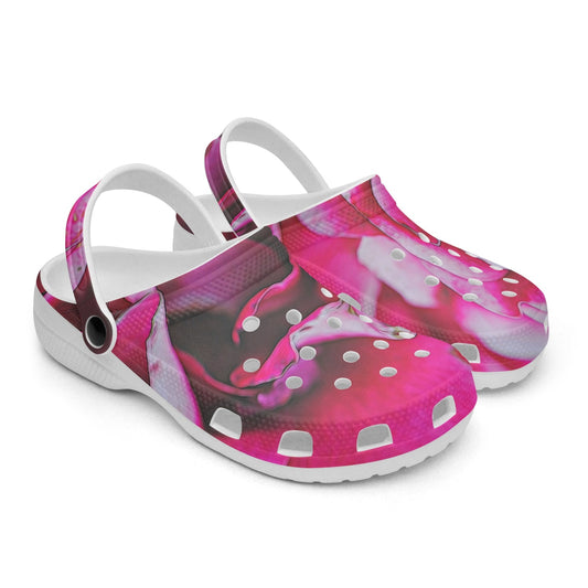 Dark Pink Flowers 413. All Over Printed Clogs