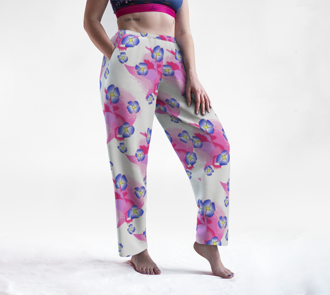 Blue Flowers on Pink Lounge Pants